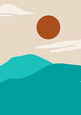 Mountain hills with Sun