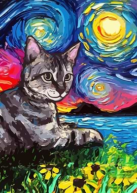 Starry Night Cat