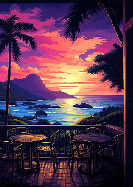 Hawaii Cafe Pixel Art