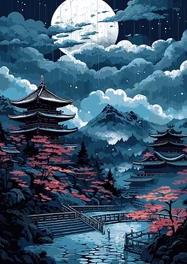 Moon Japanese Landscape