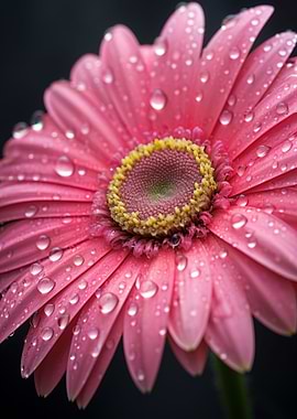 Wet Gerbera Daisie Flower