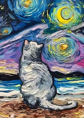 Starry Night Cat
