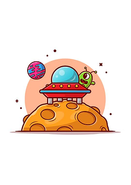 Cute Alien UFO Spaceship
