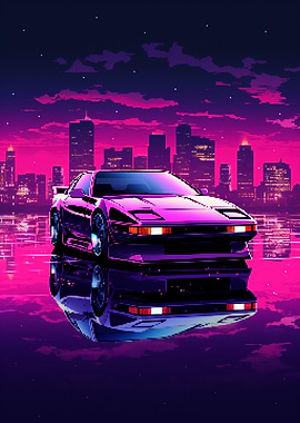 Retrowave 80s Sports Car