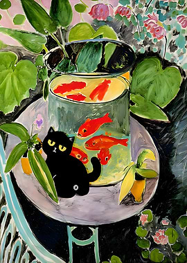 Cat with Bowl Goldfish