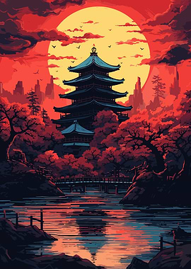 Moon Japanese Landscape