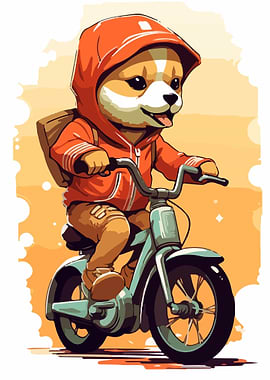 Dog Riding Illustration
