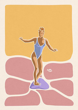 Long board surf girl