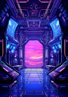 Synthwave Spaceship Pixel
