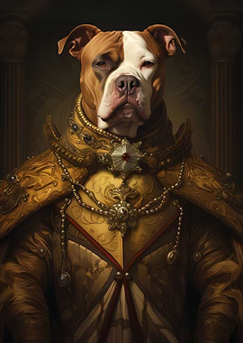 pitbull dog king dressed