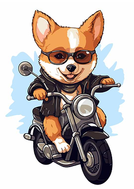 Dog Riding Illustration