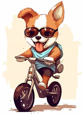 Dog Riding Illustration