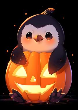 Penguin in Pumpkin