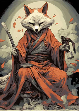 fox samurai animal