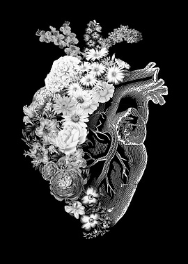 Flower Heart Spring Black