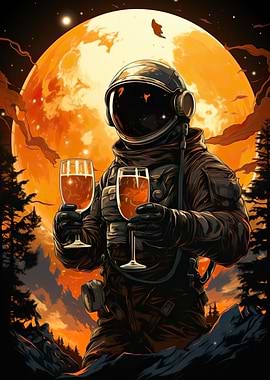 astronaunt hold beer glass