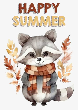 Watercolor Raccon