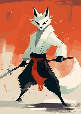 fox samurai animal