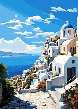 Peaceful Greece Pixel Art