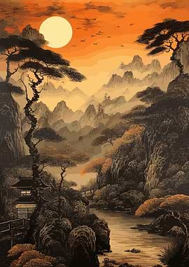 Moon Japanese Landscape