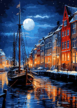 Copenhagen Night Pixel Art