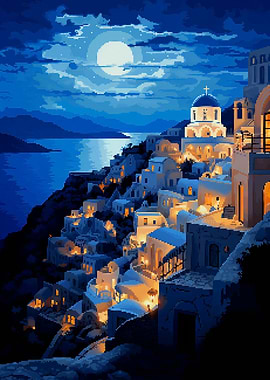Santorini Pixel Art