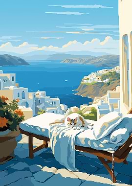 Greece Cat Pixel Art