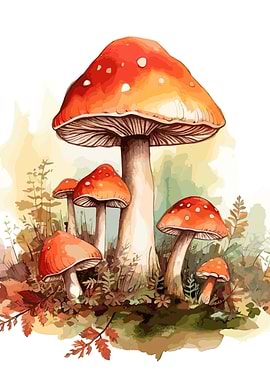 Watercolor Mushroom