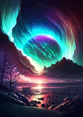 Stellar Aurora Landscape