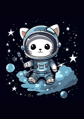 cute cat astronaut