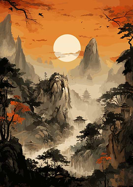 Moon Japanese Landscape