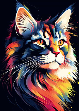 Colorful Maine Coon Cat