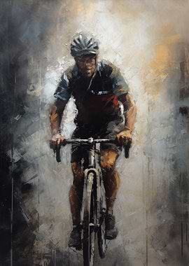Energetic Cyclist Painting