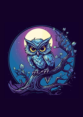 owl night moon