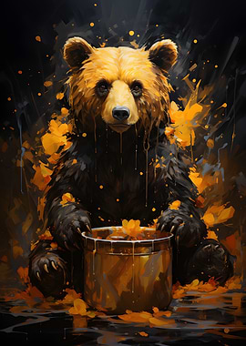 Bear Playing Painting