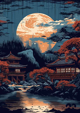 Moon Japanese Landscape
