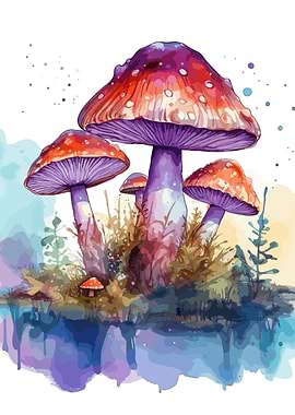 Watercolor Mushroom