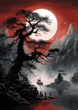 Moon Japanese Landscape