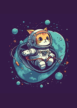 cute cat astronaut