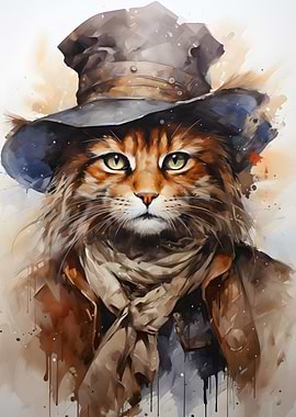 Cowboy Cat Painting