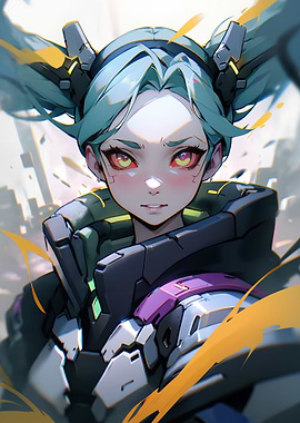 Girl in cybernetic armor