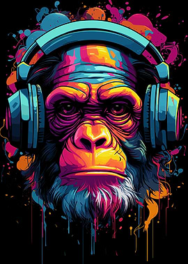 Gorilla With Headphones