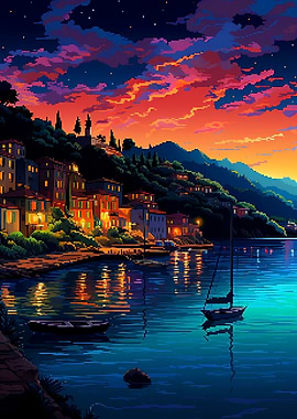 Italian Village Pixel Art