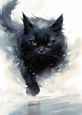 Running Black Cat