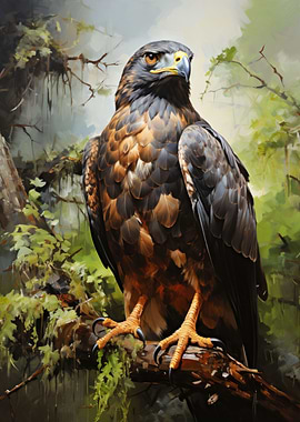 Black hawk in the wild