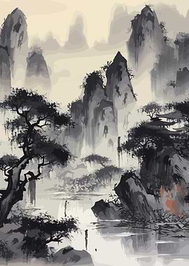 Japan Ink Wash Painting