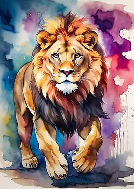 Walking Lion painting