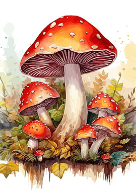 Watercolor Mushroom