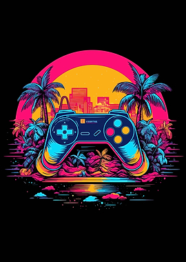 Gaming Controller Neon