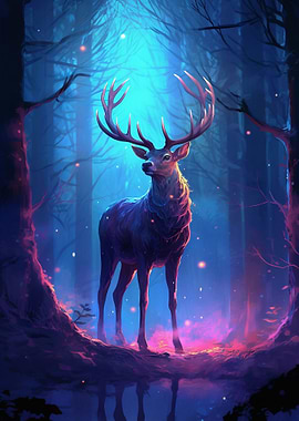 Deer In Forest Mysterious